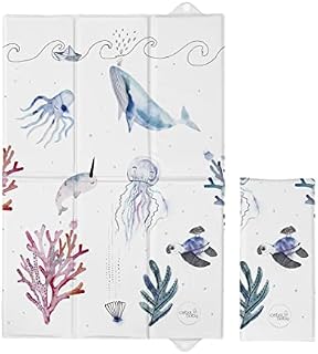 Deluxe Unisex Folding Travel Nappy Baby Changing Mat with Popper Close - 40cms x 60cms (Open) - Under The Sea
