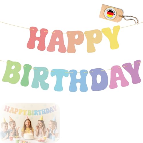 Essentival Happy Birthday Girlande Banner Bunt Geburtstag Deko Kette Feier Dekoration für Erwachsene und Kinder