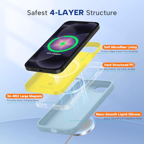 Image of Miracase Magnetic for iPhone 17e Case & iPhone 16e Case, [Soft Anti-Scratch Microfiber Lining], Compatible with MagSafe, Silicone Shockproof Protection Phone Case for iPhone 17e /16e, Clove Purple