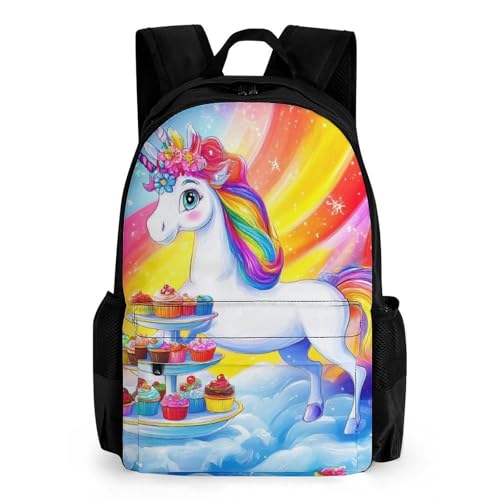 Casual Daypack Multipurpose Anti-Theft Large Capacity Carry On Bag - Cute Cartoon Unicorns Rainbow Art Casual Daypack Climbing Shoulder Bag With Padded Straps