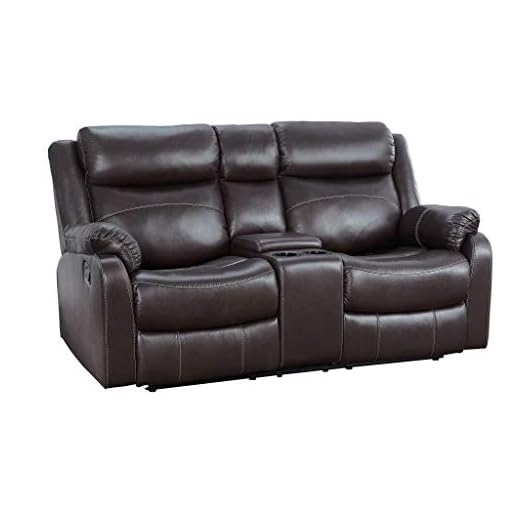 Homelegance Yerba 70" Microfiber Double Reclining Loveseat W, Dark Brown