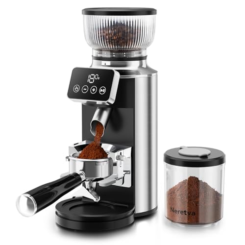 Comparison: Best Small Espresso Grinder 6 Neretva Burr Coffee Grinder, 2 in 1 Professional Espresso Grinder Stainless Steel Suit 51~58mm Portafilter Coffee Bean Grinder 30 Precise Setting & Anti-Static for Espresso/French Press/Drip/Cold Brew