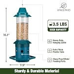 Kingsyard Durable Squirrel Proof Feeder Adjustable, Weather Resistant Bird Dispenser Metal Hanging, Outdoor Large Seed Station Anti Chew Easy Clean Garden Backyard Decor