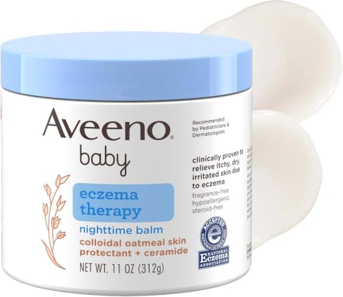 Image of Aveeno Baby Eczema Therapy Nighttime Body Balm, Moisturizing Eczema Balm for Babies with Colloidal Oat & Ceramide, Soothes Dry, Itchy Skin, Hypoallergenic, Fragrance & Steroid Free, 11 oz (Pack of 12)