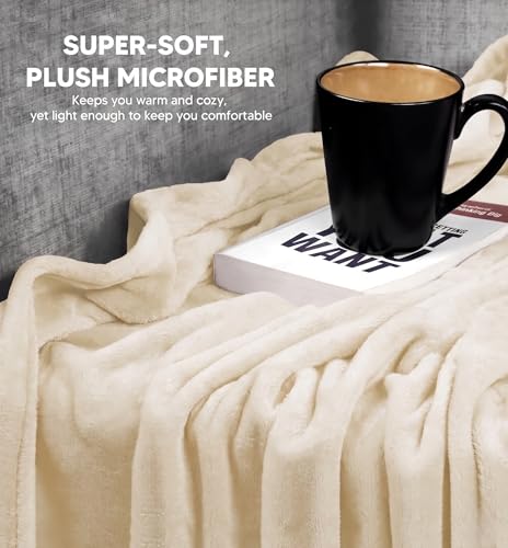 Image of Cotton Bolls Textiles Cozy Plush AC Blanket for Single Bed, Lightweight All Season Blanket, Ultra Soft Blanket for AC Room, Mild Winter, Can Be Used as Bedsheet in Winter, 60x90 Inches, Cream