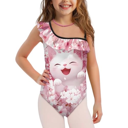 Cute Swimsuit One Piece for Girls Ruffle Swimsuit Non-Slip Straps Bathing Suit Kids Swimwear 3-14Y2