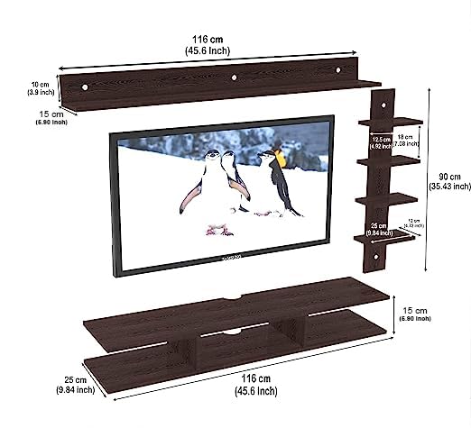 Image of Anikaa Sunray Engineered Wood Wall Mount TV Unit /TV Stand /Wall Set Top Box Stand /TV Cabinet /TV Entertainment Unit (Wenge)(Ideal for Upto 50 inch)(D.I.Y)