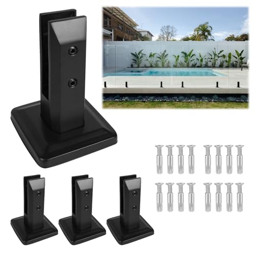 LukLoy 4 Pack Frameless Glass Railing Spigots, 304 Stainless Steel Black