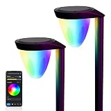 2 Pack Solar Pathway Lights Outdoor, 5000LM 3-in-1 Smart LED Landscape Light with APP Control, Adjus