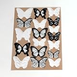 Anevous 162 mariposas 3D para decoración de pared, color negro y blanco, de PVC, con 3 tamaños, extraíble, para salón, dormitorio, decoración del hogar