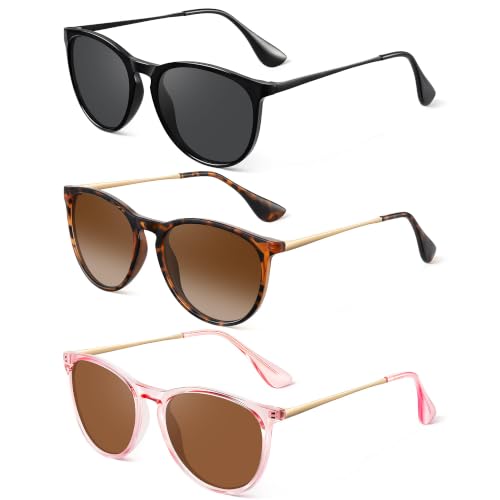 Vcarsian Polarized Round Sunglasses for Women Men with UV Protection