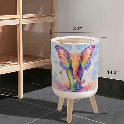 Caneca de basura pequeña con tapa 7L y patas de madera miniatura 3