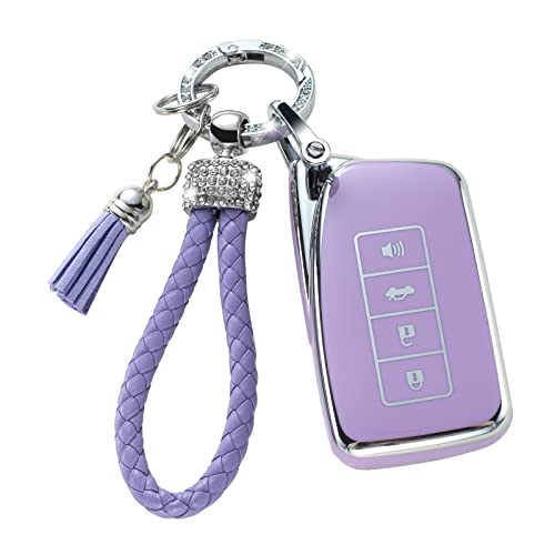 Xinhongtu For Lexus Key Fob Cover,Key Case Shell With Lexus 2021 2022 2023 Gs Es Is Rc Nx Lx Rx 4 Buttons Soft Tpu Keychain Lanyard Accessories Girly Women Gift Purple #TOP8