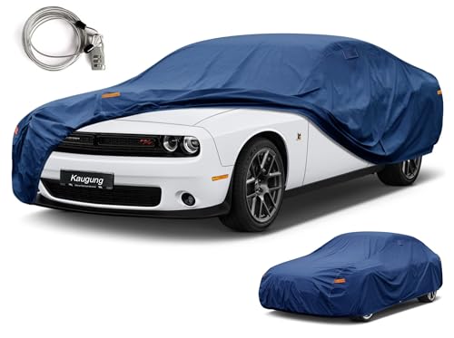 Image of Kaugung Custom Fit Car Cover for Dodge Challenger (2008-2026), Heavy Duty Waterproof All Weather Outdoor Protection, Breathable Full Exterior Cover with Vent, Rain Sun Snow UV Proof