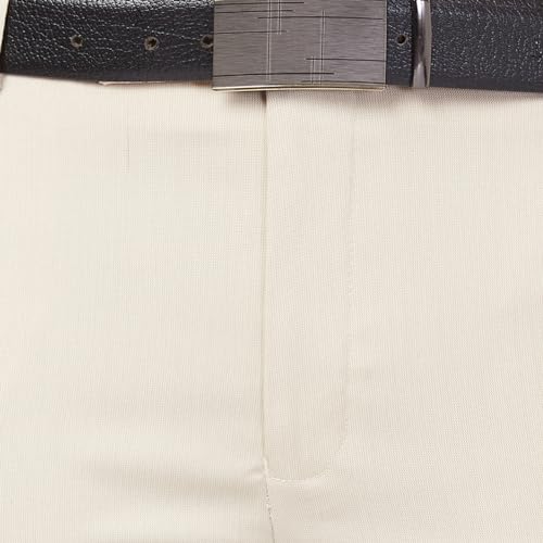 Image of Raymond Men's Mid Rise Slim Fit Structure Pattern Polyester Blend Pleated Formal Trouser