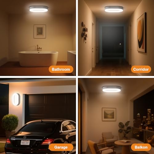 VivaLet Kellerlampe LED Wandlampe Innen, 12W 1200LM Kellerleuchte Feuchtraumleuchte, IP65 Wasserdicht Aussenlampe, 4000K Neturalweiß Oval Deckenlampe Lampe für Flur Küche Decke Wand Balkon Badezimmer