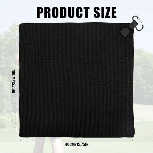 Magnetic Golf Towel, 15.7x15.7 Absorbent Golf Towel with Magnet Golf Cleaning Towel for Ball, Reusable Golf Rag Cleaning Cloth Outdoor Sport Club Accessory for Men Women - Image 3