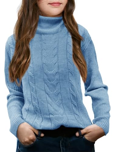 Girls Turtleneck Sweaters Pullover Kids Toddlers Cable Knit Long Sleeve Jumper Tops