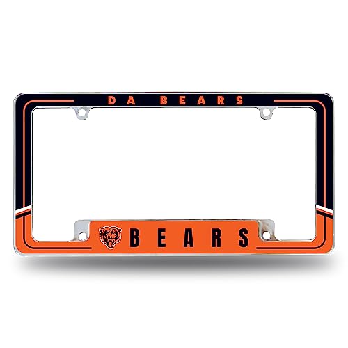 Portamatrículas bicolor cromado de los Chicago Bears de Rico Industries