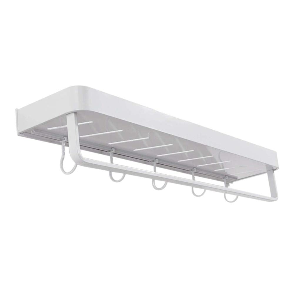 Estantes flotantes con toallero de aluminio blanco estantería de baño sin taladrar 50cm