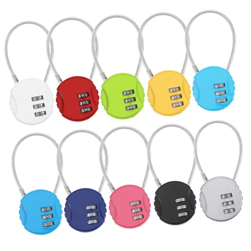 Beaupretty 10個 コード式パスワードロック スーツケース用鋼製ワイヤーロック 小型軽量バックパック南京錠 旅行用荷物キャビネット鍵兼用