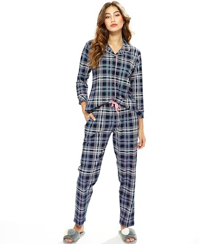 Image of LOTIK Women's Cotton Chax Print Front Open Night Suit Set