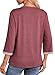 Dokotoo Red 3/4 Length Sleeve Womens Tops Crewneck Fashion Trendy Summer Shirts for Women 2026 Spring Business Casual Workout Comfy Lightweight Outfit Ladies Tops and Blouses Burgundy Large