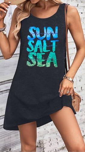 Image of Sun Salt Sea Summer Tank Dress for Women 2026 Beach Dresses Vacation Graphic Dress Hawaiian Tank Dresses