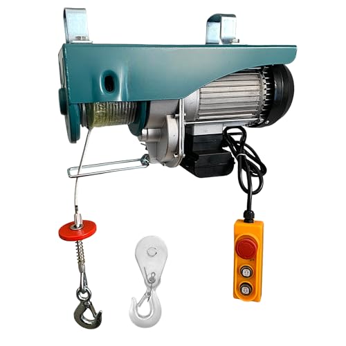 Argano Paranco Verricello Montacarichi Elettrico Portata Carico 500/1000Kg 2000W 3HP Cavo in Acciaio 18m Velocità di Sollevamento Fino a 10m/min Telecomando Cablato per uso Domestico e industriale