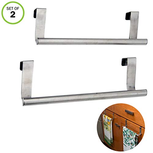 Evelots Dish/Towel Bar Holders-in/Out Cabinet Door-Stainless Steel-No Tool-Set/2