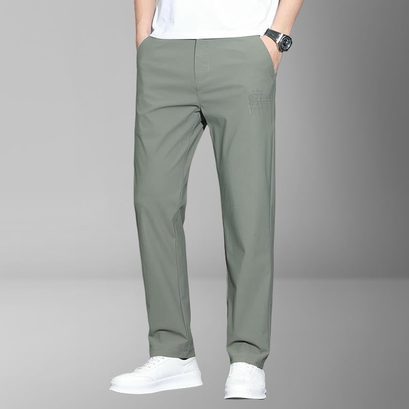 Men's Summer Ice Silk Business Loose Straight Trendy Versatile Drape Casual Pants2