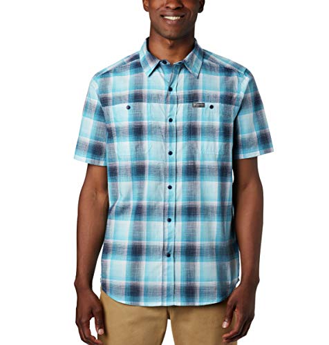 Columbia Men's Leadville Ridge Cotton Short Sleeve Shirt II, Clear Water Ombre Plaid, Large