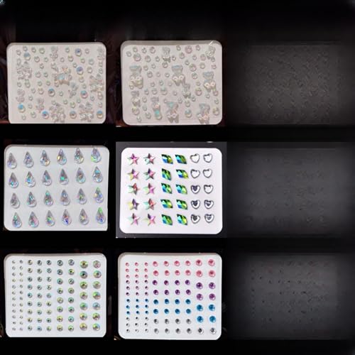 ラインストーン フェイスシール 6枚 顔 メイクシール デコ ダンス フェイスシート スパンコール ダイヤモンド デコパーツ クリスタル フェースステッカー 顔面デコ デコパーツ カラフル フェイスステッカー DIY用品