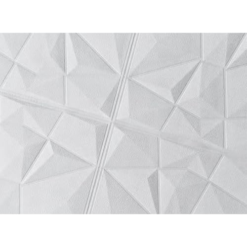 Papel pintado 3D autoadhesivo extraíble en blanco diamante pack de 10 paneles para pared 5