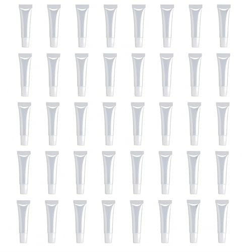 40Packs 15ML Empty Lip Gloss Tubes Clear Squeeze Lip Gloss Containers Refillable Soft Tubes Cosmetic Lip Containers for DIY Lip Gloss Balm & Travel Toiletries