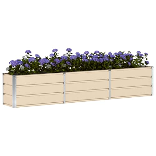 Pot de fleurs rectangulaire en acier ivoire résistant et grand - 4