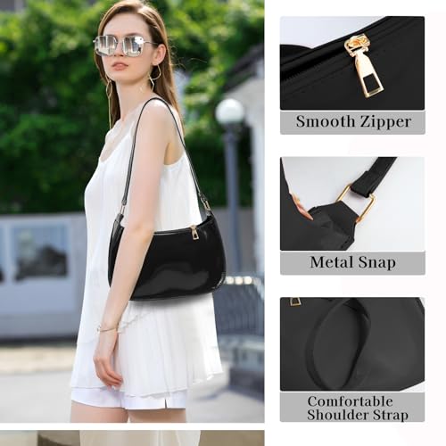 Small Shoulder Bag, PU Leather Crescent Bag for Women, Small Bag Women's Shoulder Handbags with Zipper3