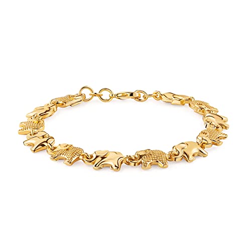 Barzel 18K Gold Plated Elephant Bracelet For Women 7.5 Inches - Made In Brazil4