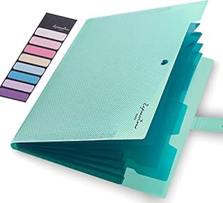 Sooez Cute Folders, 5 Pocket Folder with Labels, Letter Size Expanding File Folder Organizer, Portable Accordion File Folder for Documents, Aesthetic Paper Organizer Folder for School Office