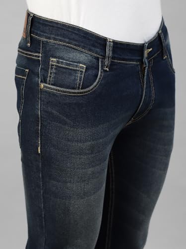 Image of Allen Cooper Slim Mid Rise Stretchable Denim Jeans for Men