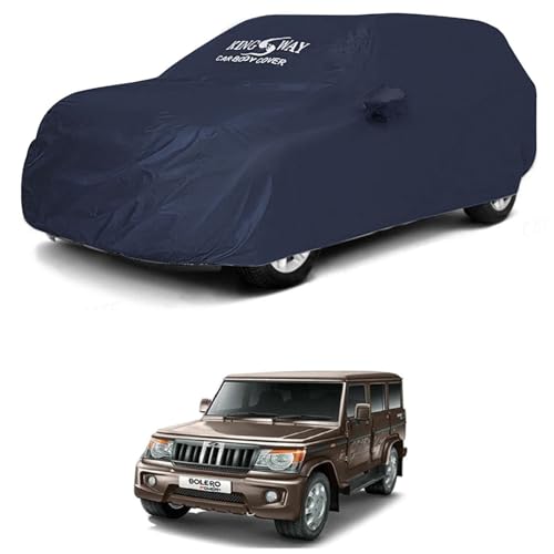 Image of KINGSWAY Accessories Waterproof Car Cover Only Compatible with Mahindra Bolero Year 2020 Onwards, Mirror Pockets, Bird Poop, All Weather, Scratch and UV Protection Car Body Cover, Grey