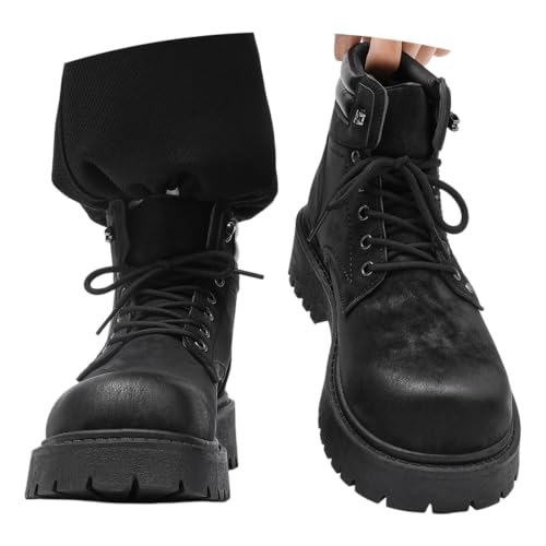 Bottes Moto Homme Rétro à Semelle Épaisse et Lacets Robustes