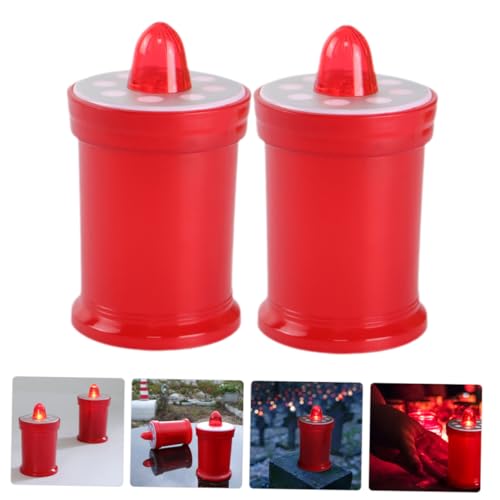 Velas LED rojas a pilas para cementerio e iglesia | Pack de 2 luces cálidas 5