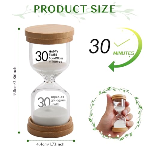 Image of 30 Minute Wooden Sand Timer,White Sand Hourglass for Productivity, Focus, Meditation & Home Decor,30 Min Reloj de Arena Sand Clock for Kitchen, Office, Classroom, Yoga & Games