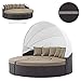 Modway Quest Wicker Rattan Outdoor Patio Canopy Sectional Daybed in Espresso Mocha