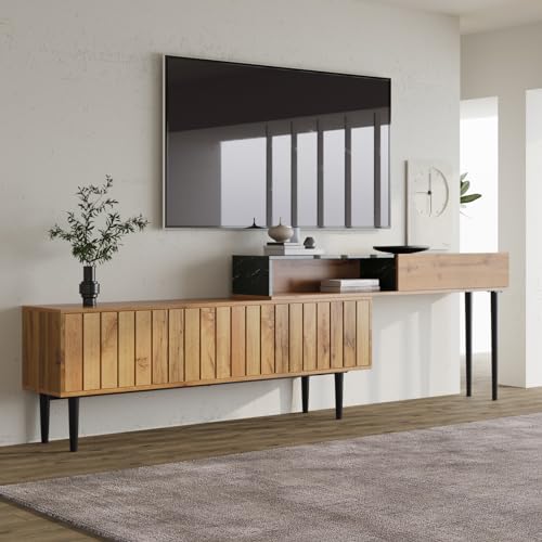 OLIVIBED TV Schrank mit 2 Türen, TV Ständer mit Offenes...