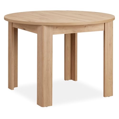 Homestyle4u 2789, Esstisch rund 106 cm Wohnzimmertisch Holz Natur Esszimmertisch Küchentisch Holztisch Esszimmer Tisch