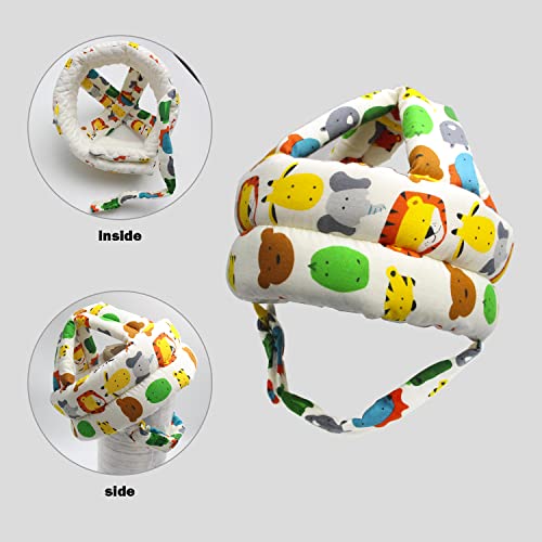 Image of Baby Head Protector Baby Helmet for Crawling Walking, No Bumps Safety Head Adjustable Protective Cap for Walking, Playing (Animals)