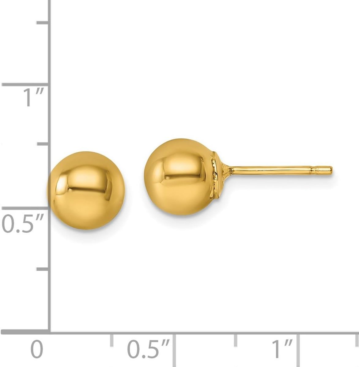 14k Solid Yellow Gold 8mm Ball Post Earrings 8mm Wide Ball Earring for Women