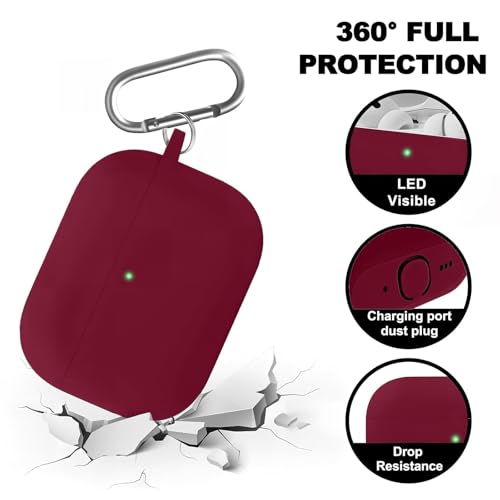 WOYINGER for AirPod Pro 3 Case Cover with Cleaner Kit, Soft Silicone Cover for AirPods Pro 3rd Generation Comes with Keychain for Women Men,Suitable for 3rd Generation Case Wine Red by Woyinger - Image 4